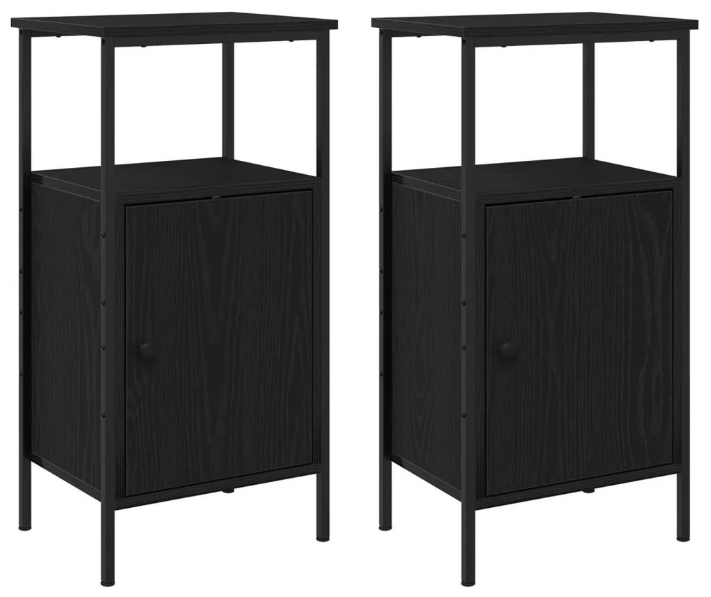 Éjjeli szekrények 2 db Fekete tölgy 41x31x80 cm MDF