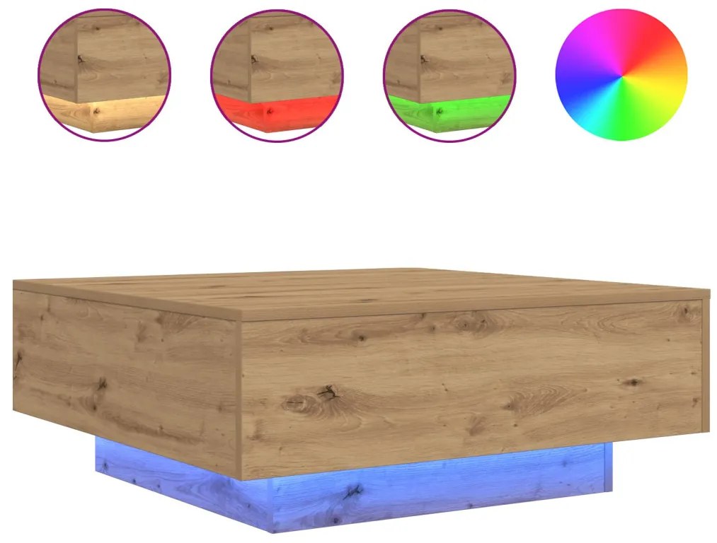 vidaXL Dohányzóasztal Artisan tölgy 80 x 80 x 31 cm Faanyag