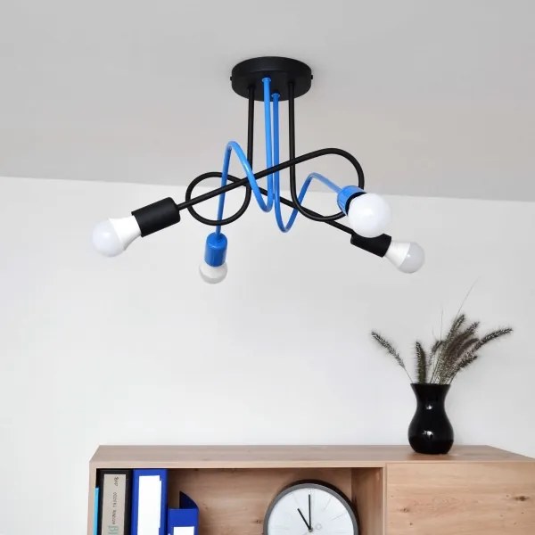 Felületre szerelhető csillár OXFORD 4xE27/15W/230V fekete/kék