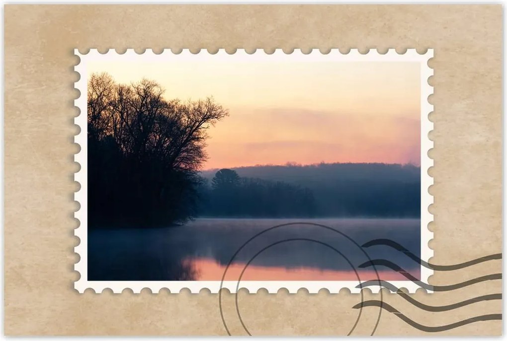 Poszterek 90x60 Tél Köd Erdő Tó