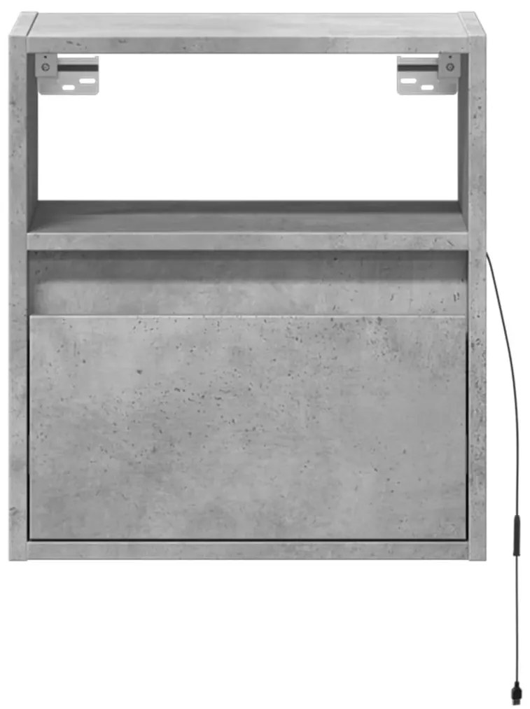 2 db betonszürke fali TV-szekrény LED-del 41 x 31 x 45 cm