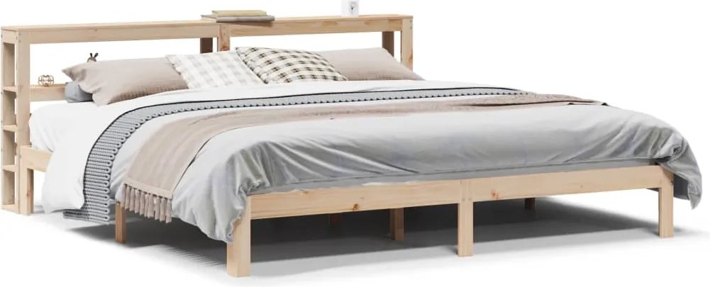vidaXL tömör fenyőfa ágykeret fejtámlával 200 x 200 cm