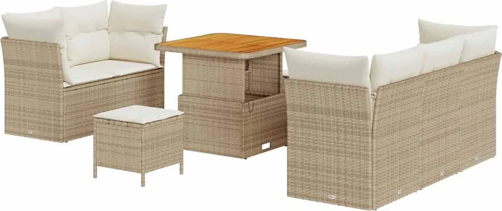 vidaXL Kerti Kanapé Szett 8 pcs Bézs polirattan