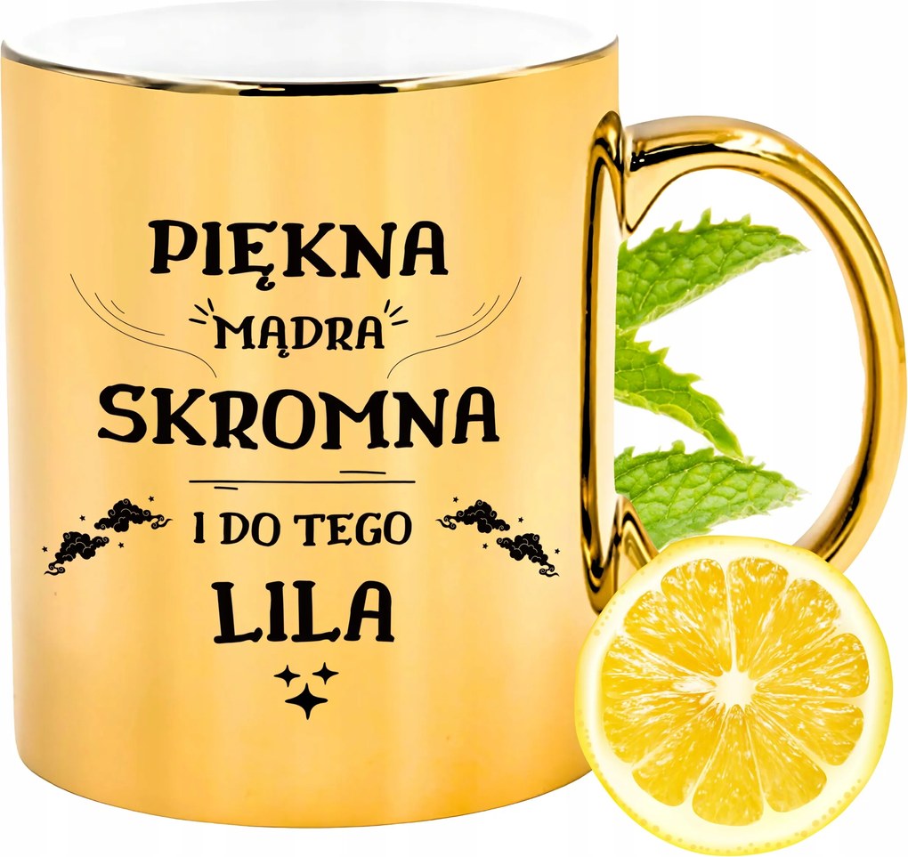 Prémium Arany Csillogó Bögre Liliom Ajándék Nyomtatott Fotóval