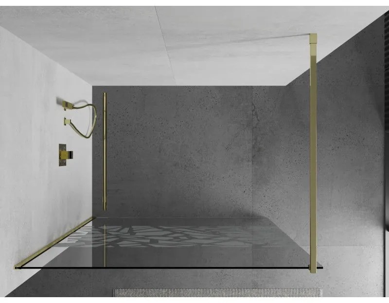 Mexen Kioto zuhanyparaván 100x200 cm 8 mm, arany profil, fehér kivitel, 800-100-101-50-85
