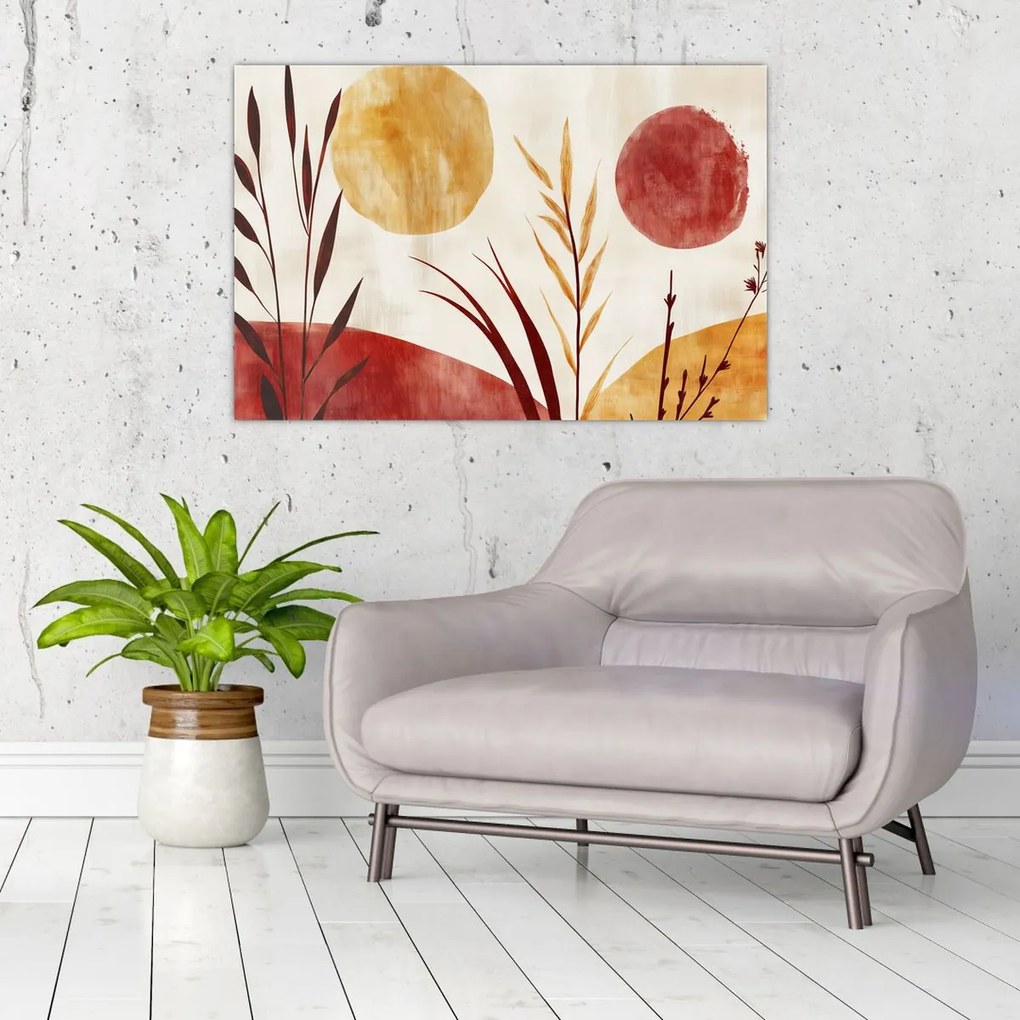 Kép - Növények és körök (90x60 cm)
