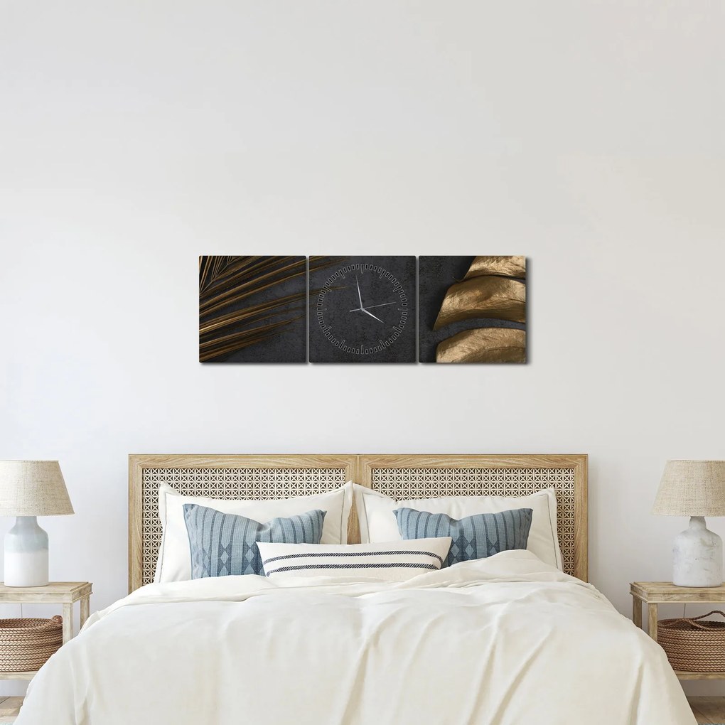 Kép arany levelekkel (órával) (90x30 cm)