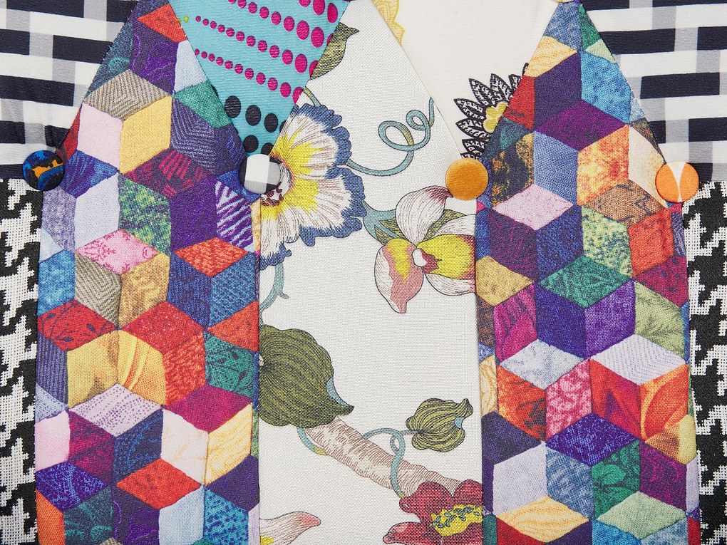 Kék kárpitozott patchwork fotel MOLDE Beliani