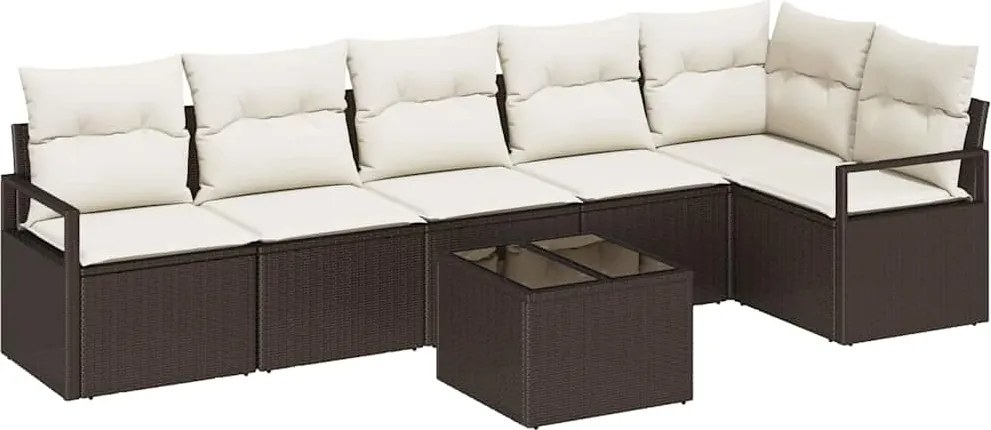 vidaXL Kanapé Szett párnával 7 pcs Barna polirattan