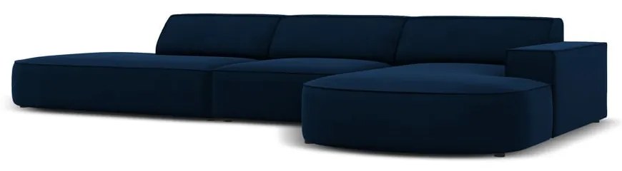 Kék bársony sarokkanapé (jobb oldali) Jodie - Micadoni Home