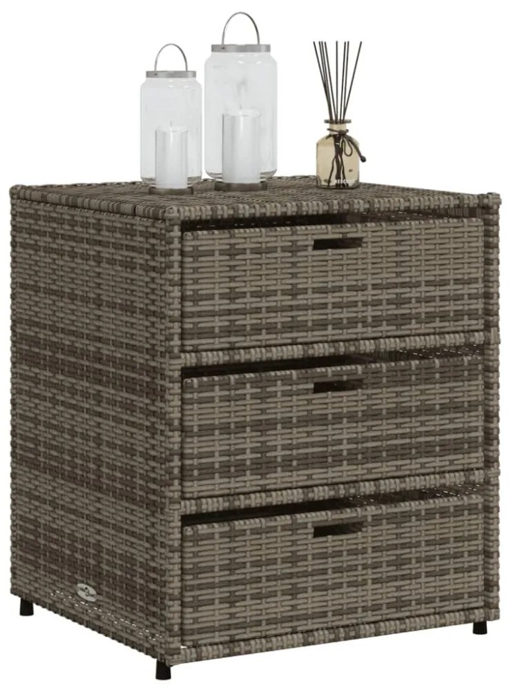 szürke polyrattan kerti tárolószekrény 55 x 59 x 69 cm