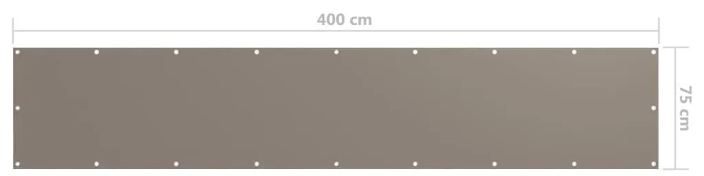 Tópszínű oxford-szövet erkélynapellenző 75 x 400 cm