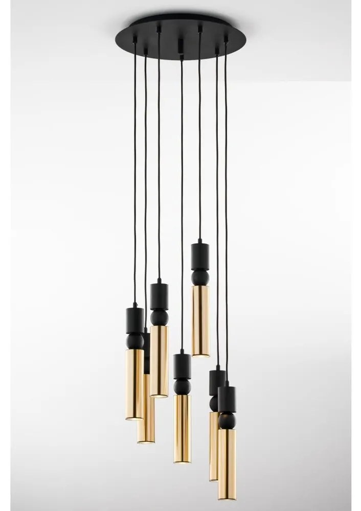 Jupiter 2018 - Csillár zsinóron ALAS 7xGU10/10W/230V arany/fekete