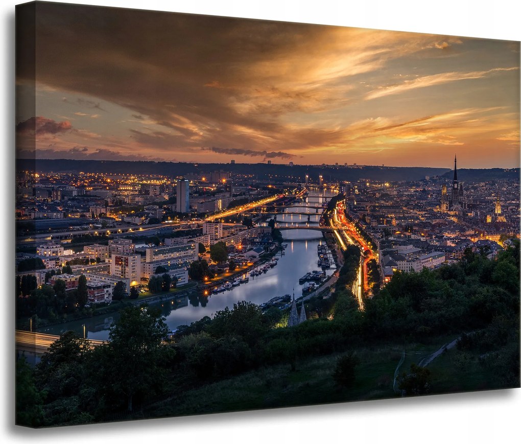 Vászonkép Építészet Rouen Este 70X50