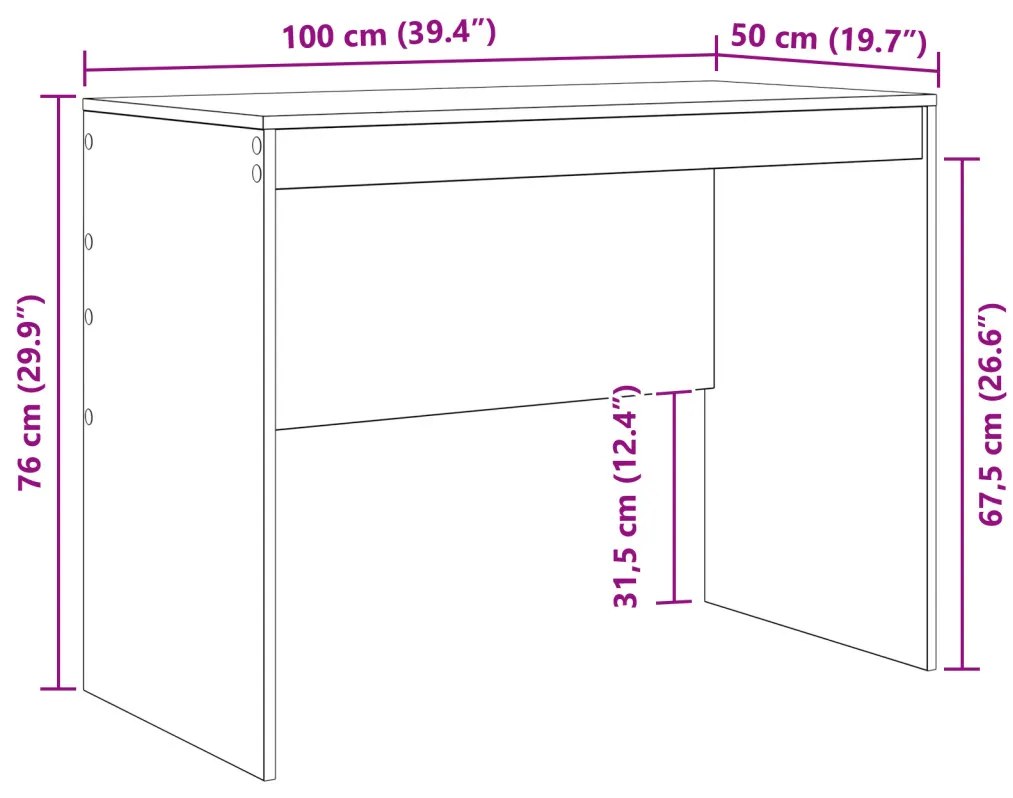vidaXL Íróasztal Fehér Forgácslap 100 x 50 x 76 cm Tárolás Íróasztal