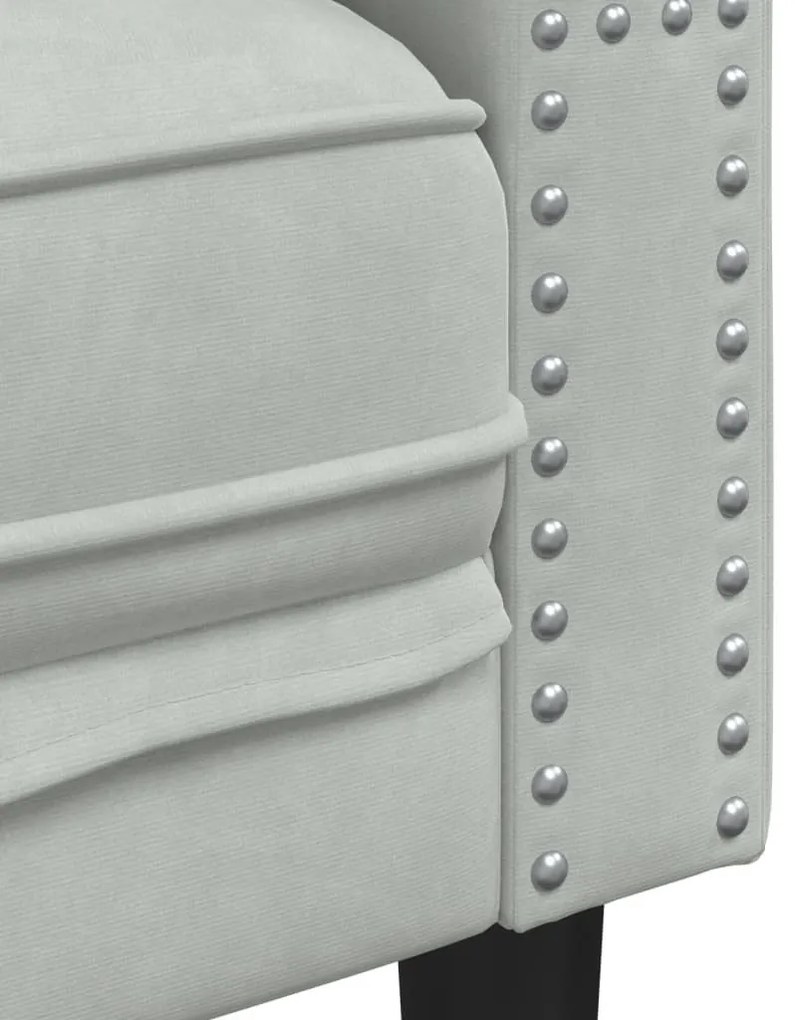 2 személyes világoszöld bársony Chesterfield kanapé párnákkal