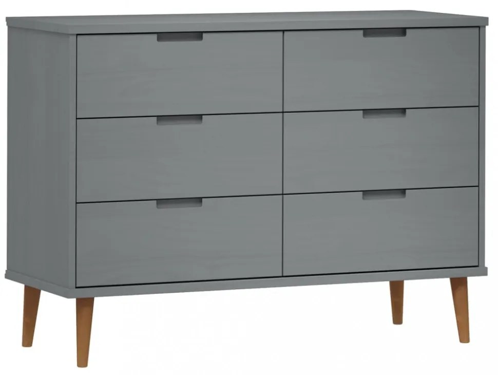 MOLDE szürke tömör fenyőfa fiókos szekrény 113 x 40 x 80 cm