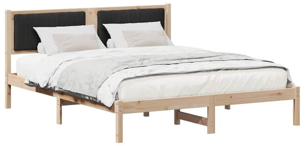 Ágykeret Kárpitozott Fejtámlával Fekete 150 x 200 cm