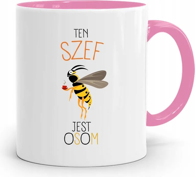 Rózsaszín Bögre Ajándék A Főnöknek A Főnök Egy Darázs, fényképes nyomtatással