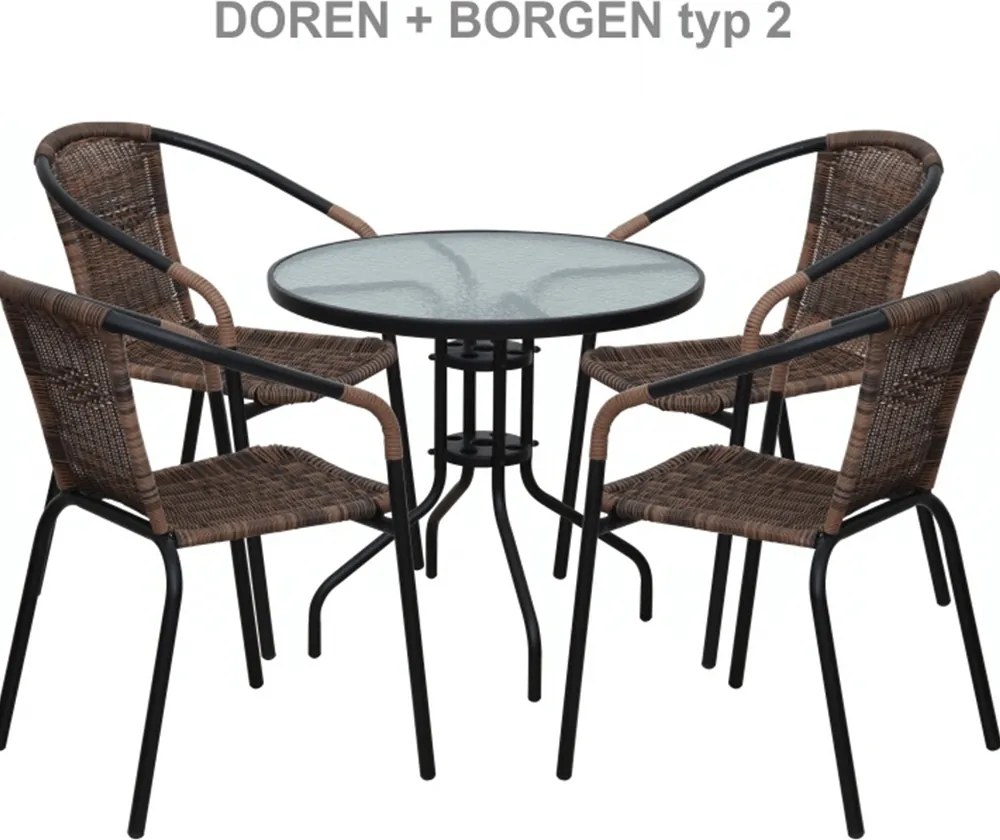 Egymásba rakható szék, barna/fekete fém, DOREN