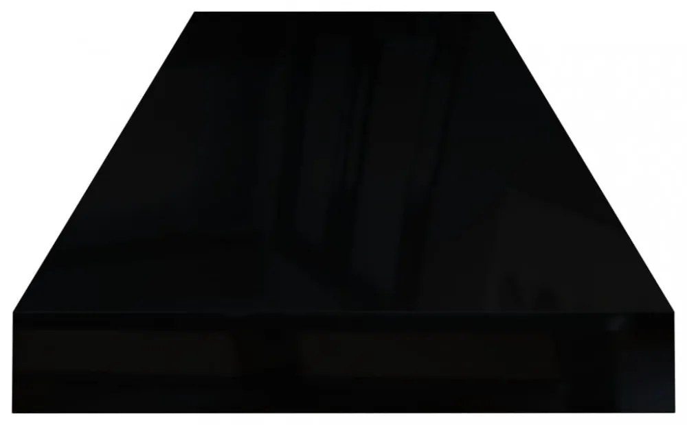 magasfényű fekete MDF lebegő fali polc 80 x 23,5 x 3,8 cm