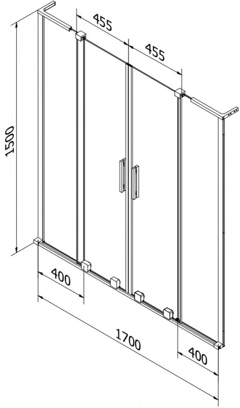 Mexen Velar L Duo, 2 szárnyas eltolható kádparaván 170 x 150 cm, 8mm szürke üveg, króm, 896-170-003-42-01