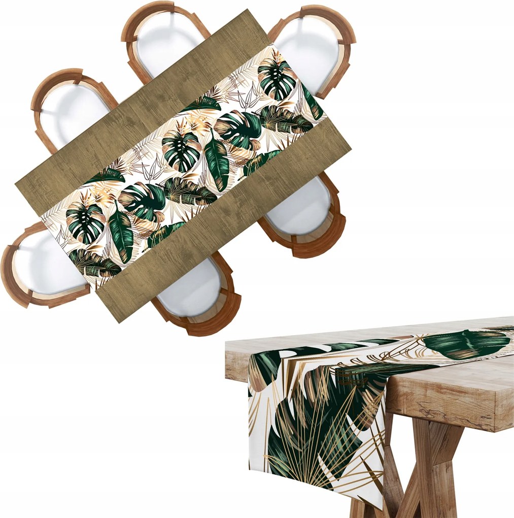 Foltálló Futófelület 40X140 Fehér Levelek Mintás