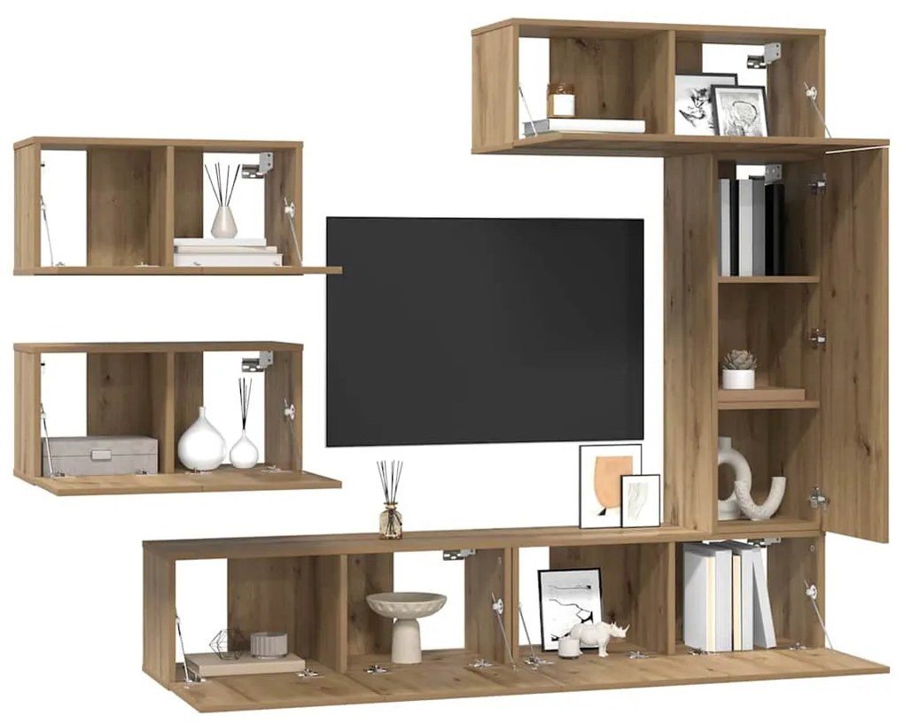 TV szekrény garnitúra 6 pcs kézműves tölgy 30.5 x 30 x 90 cm