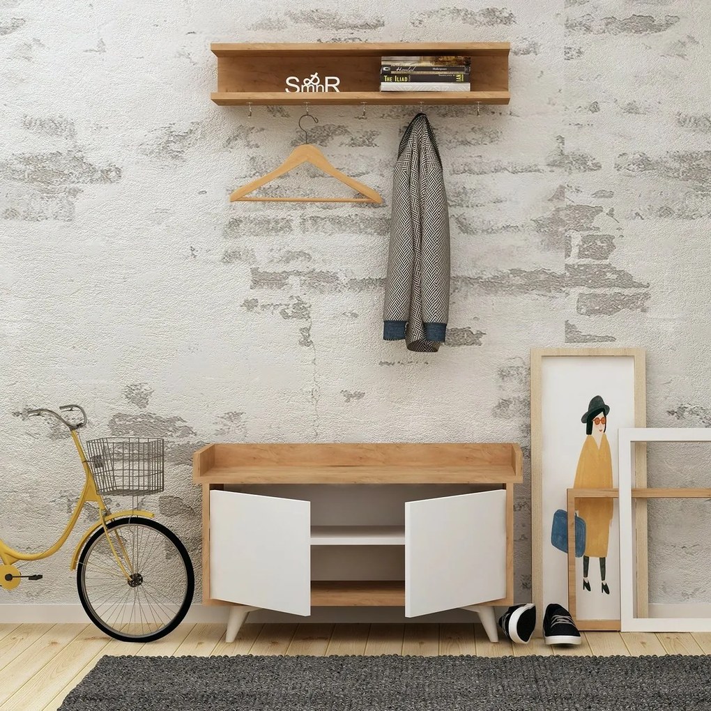 Arasso Oak and White fali akasztó cipőtartóval