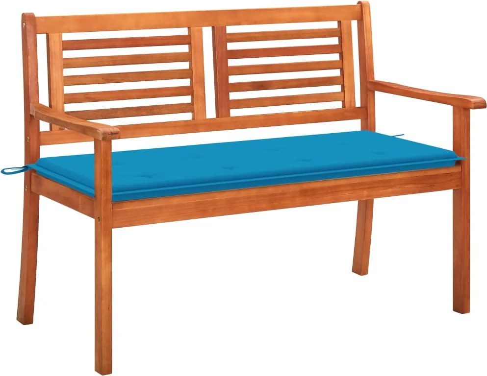 vidaXL 2 személyes tömör eukaliptuszfa kerti pad párnával 120 cm