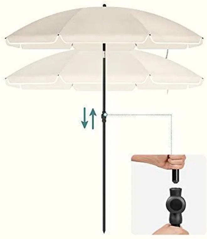 SONGMICS kerti napernyő, 160 cm, UPF 50+ UV-védelem, állítható magasságú