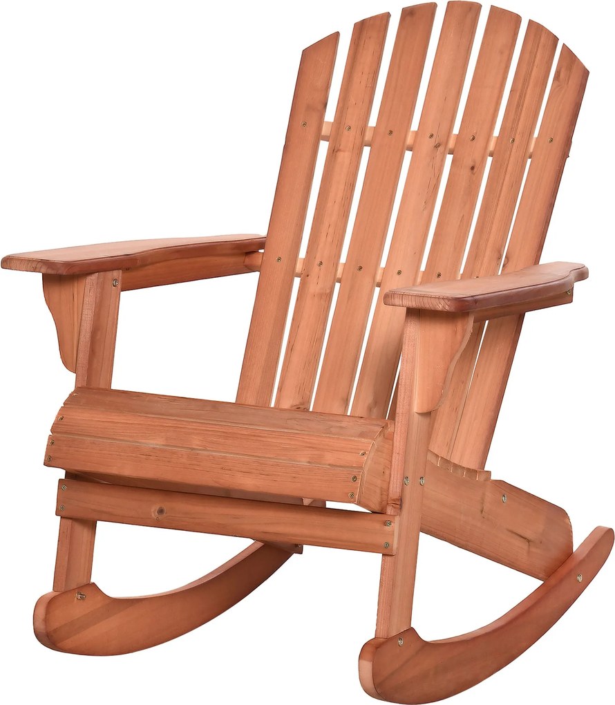 Outsunny Adirondack Fa Hintaágy Természetes Fa 77x94x97 cm Kertbe, Teraszra, Kültéri Rusztikus Stílus 130 kg Teak Szín | Aosom