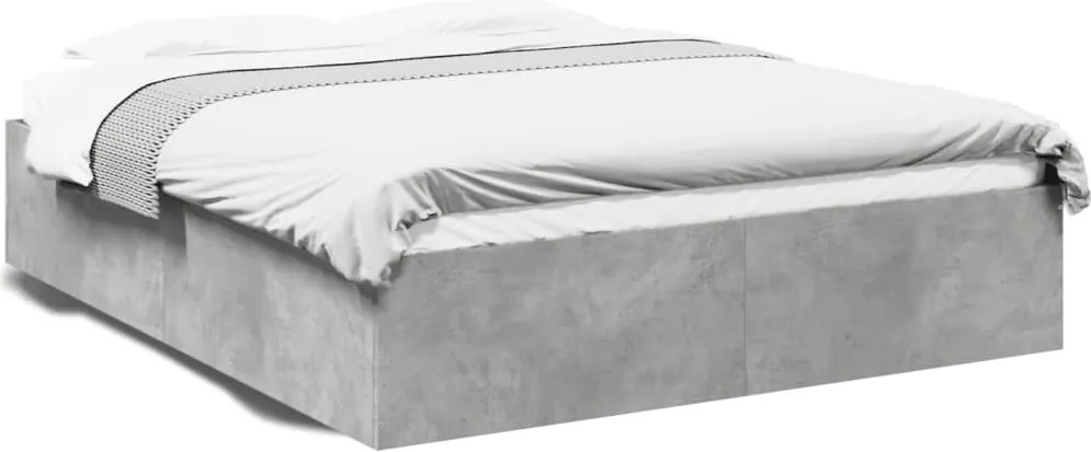 vidaXL betonszürke szerelt fa ágykeret 150 x 200 cm