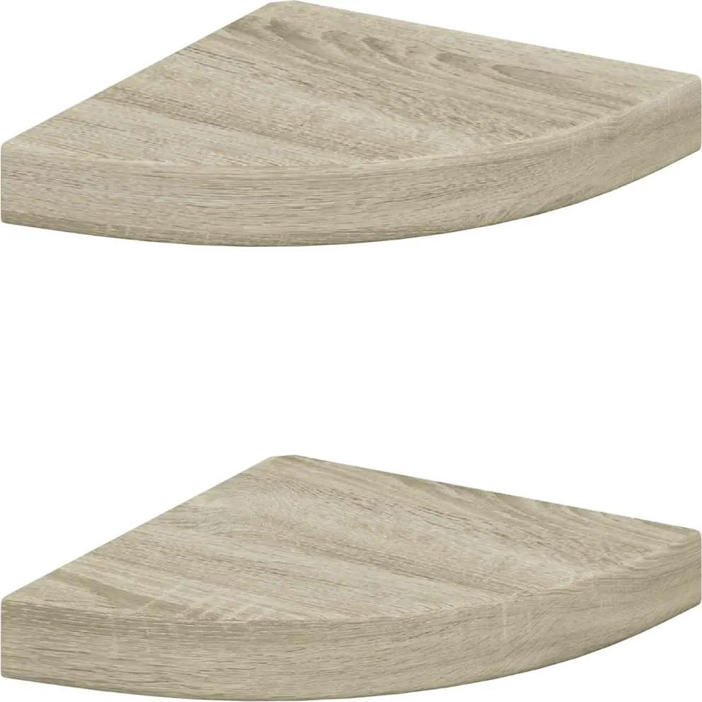 vidaXL 2 db tölgyszínű MDF lebegő sarokpolc 25 x 25 x 3,8 cm
