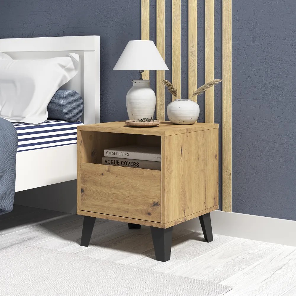 Éjjeliszekrény BOGAN 1S, tölgyfa artisan