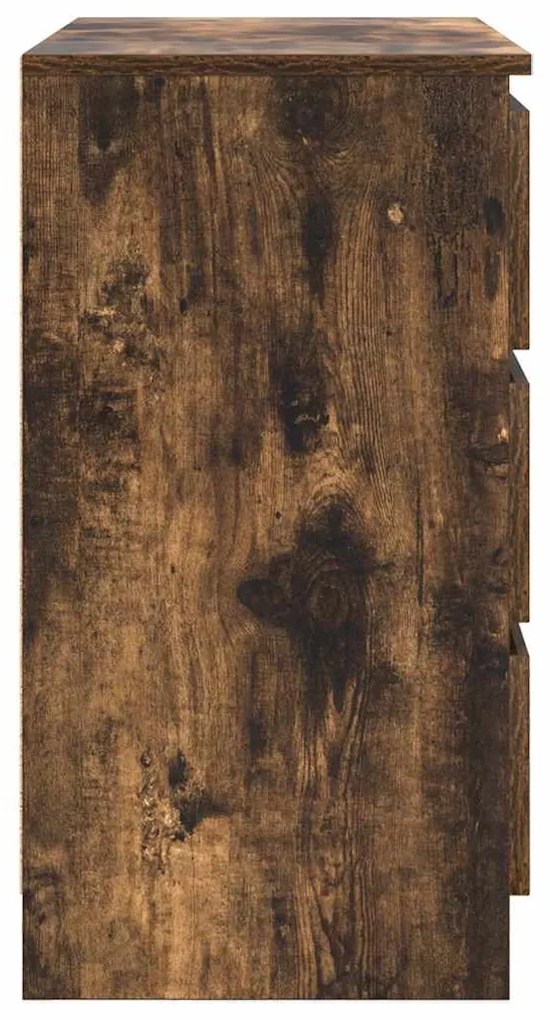 füstölt tölgy szerelt fa tálalószekrény fiókos 71x35x65 cm