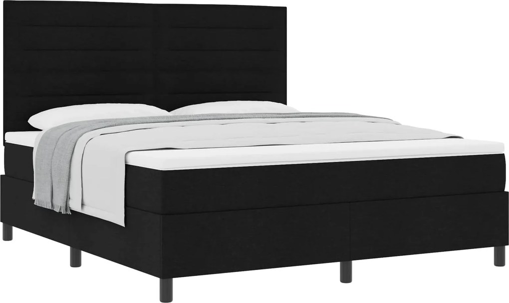vidaXL Boxrugós ágy matracmal fejtámlával Fekete 180 x 200 cm szövet