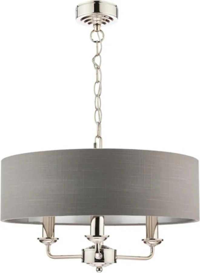 LAURA ASHLEY 3688867-Q SORRENTO Ernyős Függesztett Lámpa Polírozott Nikkel, Szürke E14 IP20