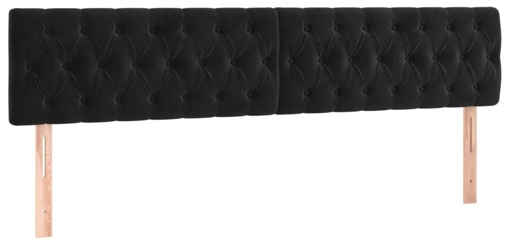 2 db fekete bársony fejtámla 90x7x78/88 cm