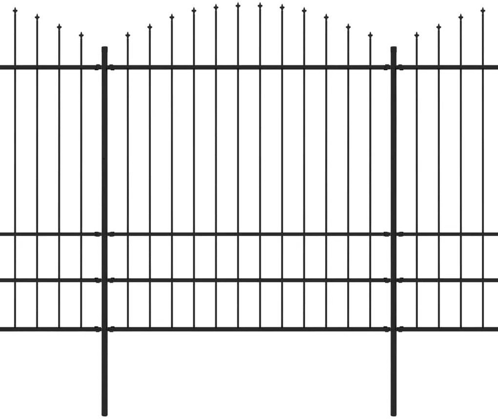 vidaXL fekete lándzsahegy tetejű acélkerítés (1,75-2) x 5,1 m