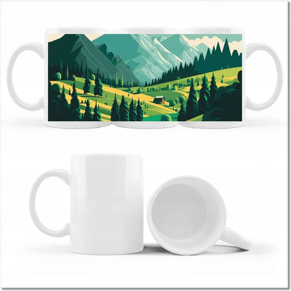 Nyomott mintás bögre Hegyi kilátás