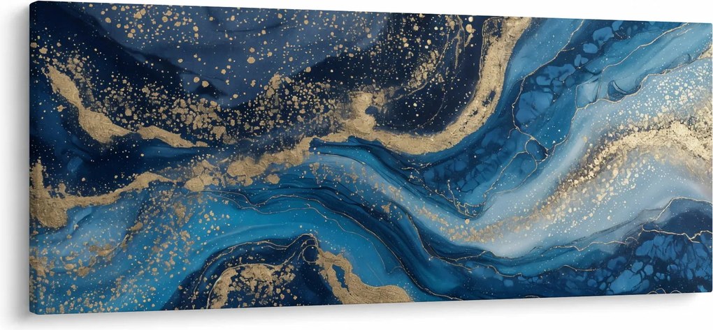 Kép - Kék-arany absztrakt márvány (120x50 cm)