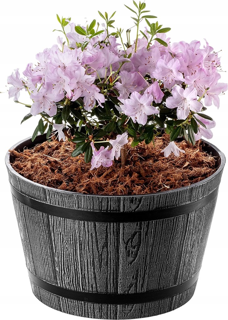 Virágtartó Kaspó Kerek Virágtartó 30CM Sötétszürke Műanyag Külső