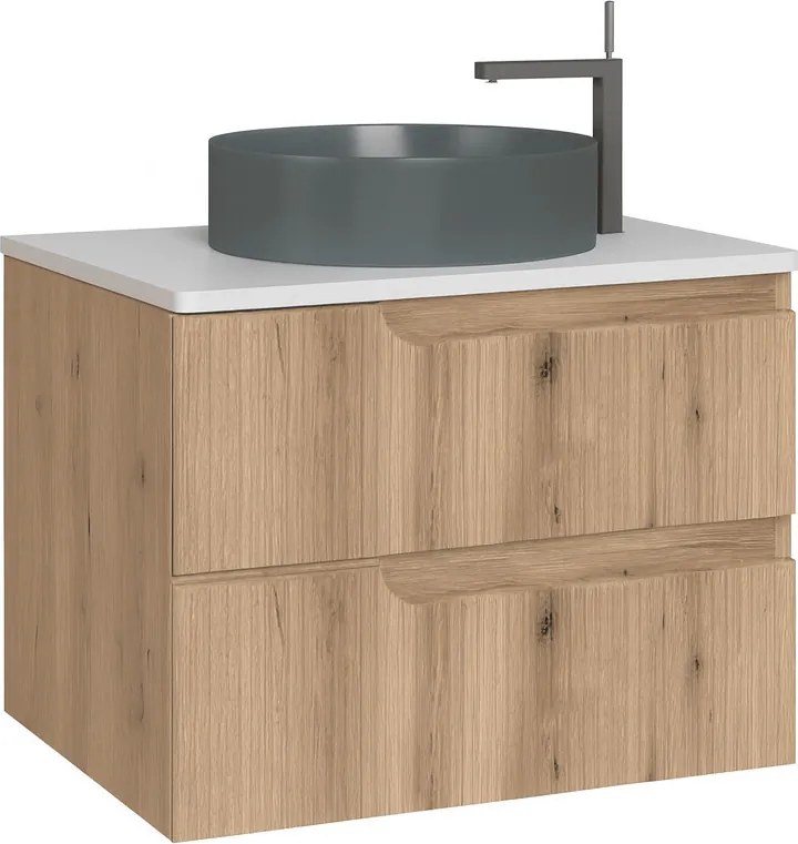 Piramida EURIDIKA fali fürdőszobabútor - mosdópult mosdó nélkül -2 fiókos - PINO TÖLGY - 75 x 48 x 53 cm