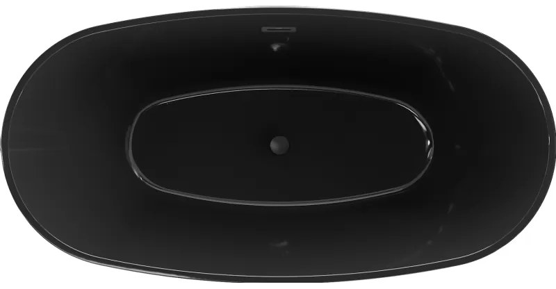 Mexen Eris, szabadon álló kád 170 x 80 cm, fekete, fekete túlfolyó, 53441708070-70