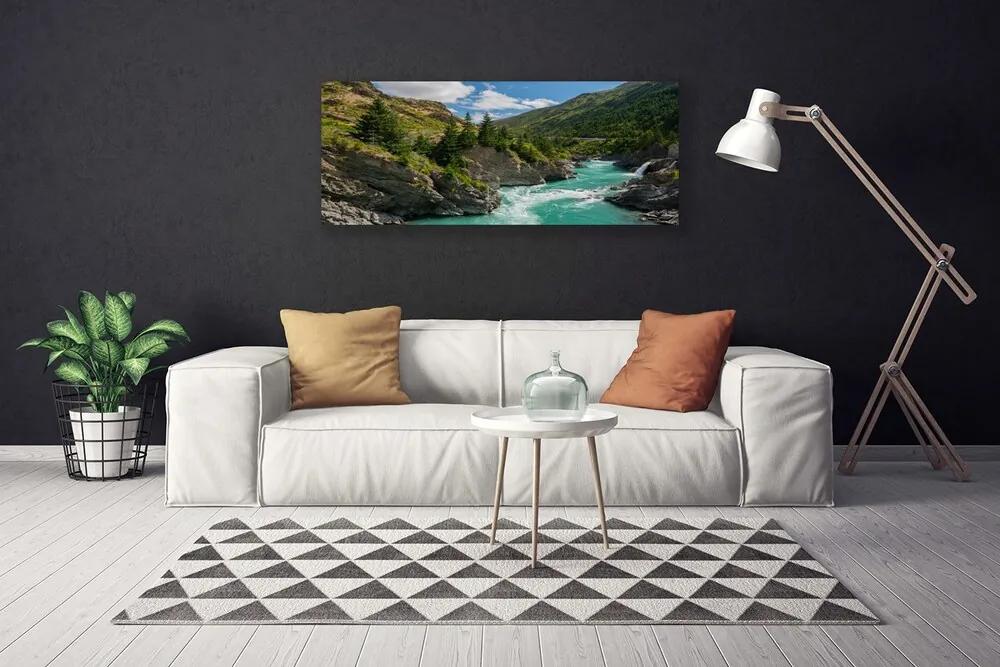 Vászonkép falra Hegység River Landscape 125x50 cm