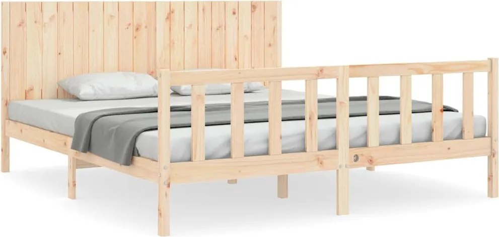 vidaXL tömör fa ágykeret fejtámlával Super King Size