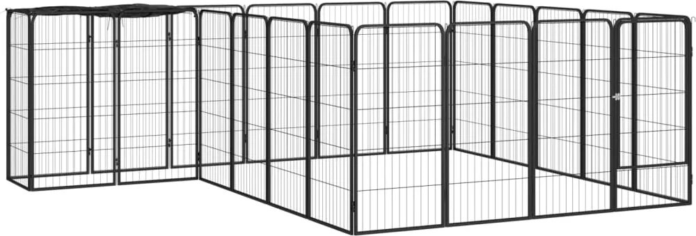 vidaXL 22-paneles fekete porszórt acél kutyakennel 50 x 100 cm