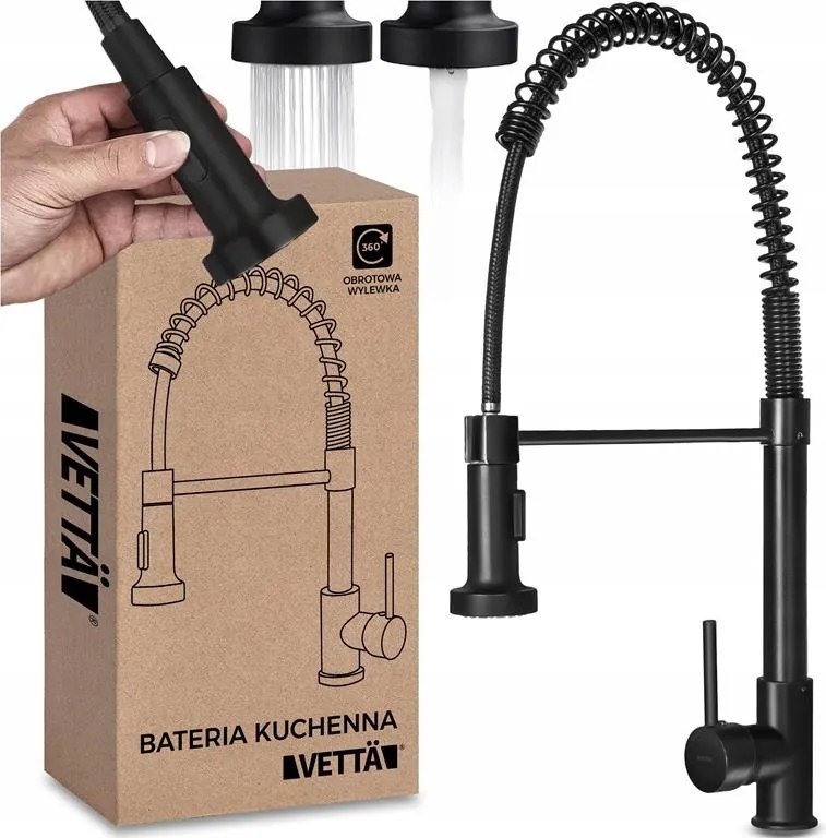 Konyhai csaptelep flexibilis forgatható kifolyócső magas mosdó csaptelep fekete