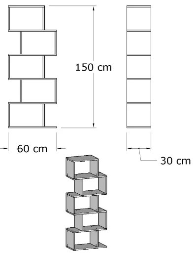 Könyvespolc MERIC 15x60 cm fehér